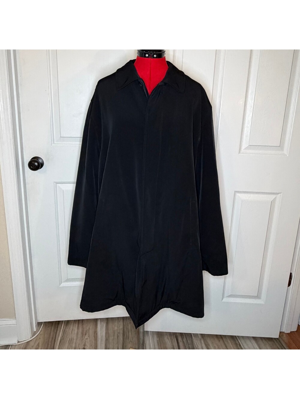 Ralph Lauren Trench Overcoat Rain & Stain Repellent Black Jacket Men L NO LINING